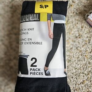 Nicole Miller Original Black Stretch Knit Leggings 2-Pack